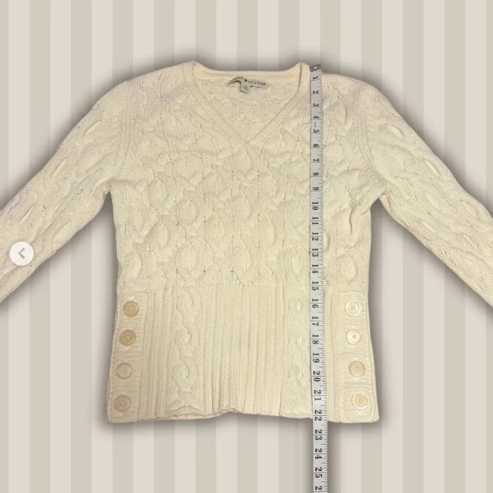 Vintage Tommy Hilfiger Cream Cable Knit Sweater Large - Picture 5 of 6